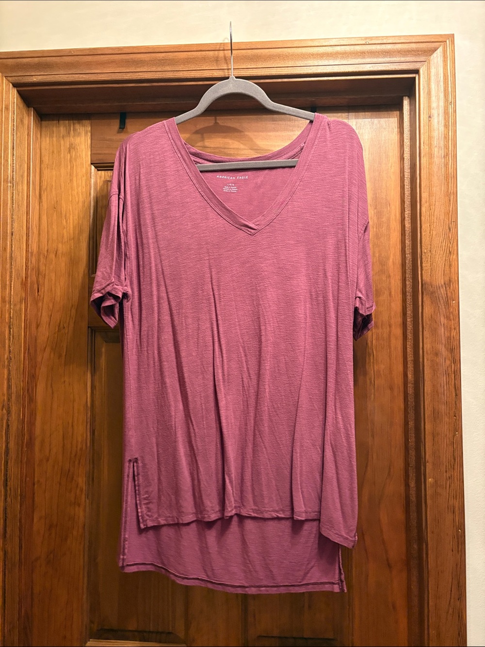 American Eagle Outfitters V-Neck Tunic Tee - Mauve Pink